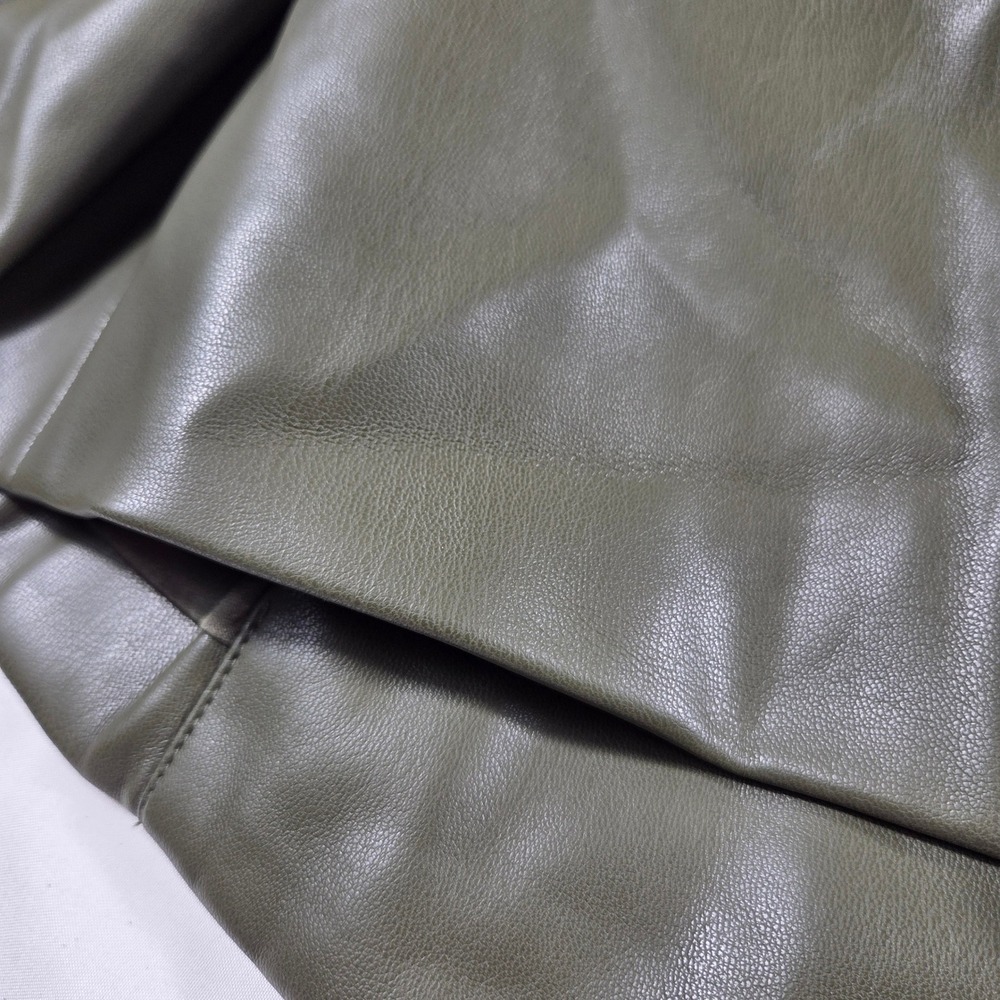 Philosophy Republic Clothing Olive Green Faux Leather Cropped Blazer Jacket 4 - Picture 3 of 7